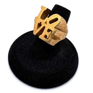1969 Robert Indiana LOVE Ring Gilt Brass Sculptural Statement Ring